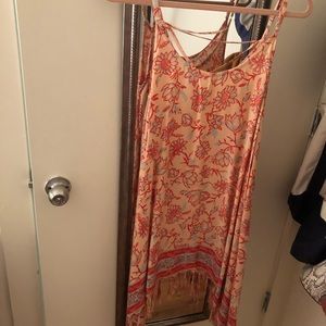 Coral and pink floral cover up or summer dress